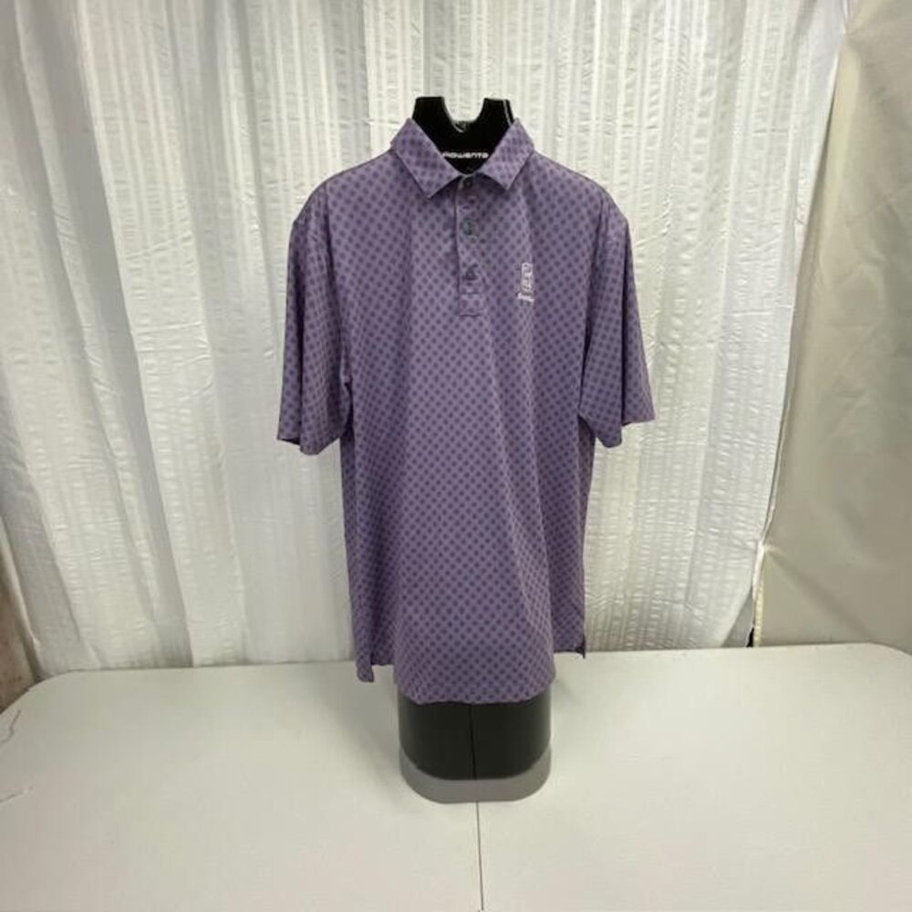 Straight Down TPC Scottsdale Golf Polo Mens L Purple Geometric Performance Shirt
